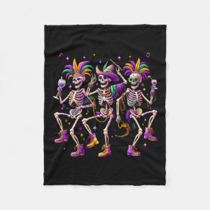 Cobertor De Velo Mardi Gras Dançando Skeleton Engraçado