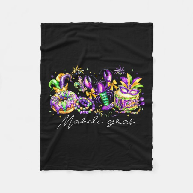 Cobertor De Velo Mardi Gras Fleur De Lis Miçangas Louisiana Festiva (Frente)