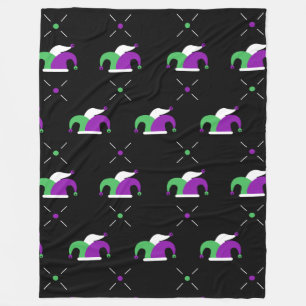Cobertor De Velo Mardi Gras Jester Hat Pattern Fleece Blanket
