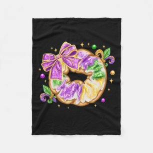 Cobertor De Velo Mardi Gras King Cake New Orleans Fleur De Lis Coqu