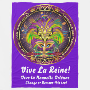 Cobertor De Velo Mardi Gras Queen 1Blanket 30"x40" 50"x60" 60"x80"