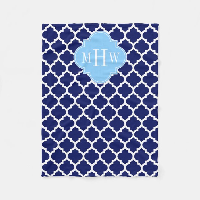 Cobertor De Velo Marinho Azul Branco marroquino #5 Sky Azul Nome Mo (Frente)