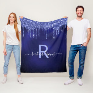 Cobertor De Velo Marinho azul brilho dobra monograma nome inicial