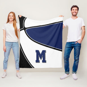 Cobertor De Velo marinho azul equipe de basquetebol em cores preto