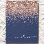 Cobertor De Velo Marinho Azul Rosa Dourado Blush Cor-de-rosa brilha<br><div class="desc">Azul marinho e Rosa Dourado - Nome do Monograma do Script Glitter Glitter Glitter Cor-de-Rosa Esbranquiçada e Folheto Inicial de Folha. Isto faz o doce e perfeito aniversário de 16 anos, casamento, chá de panela, aniversário, chá de fraldas ou festa de solteira presente para alguém que ama luxo de luxo...</div>