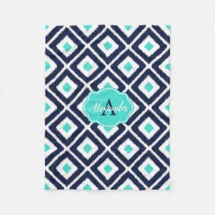 Cobertor De Velo Marinho Azul, Turquesa, Diamante Branco Ikat