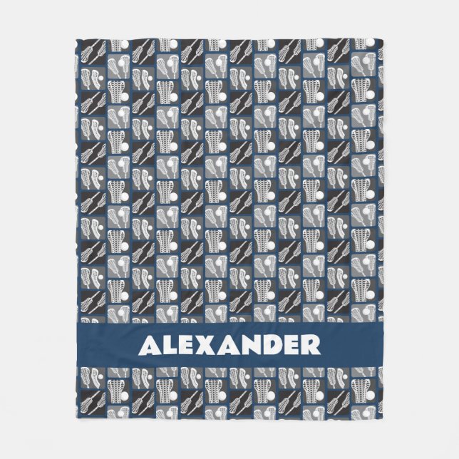 Cobertor De Velo Marinho Blue Lacrosse Blocos de palitos e entalhes (Frente)