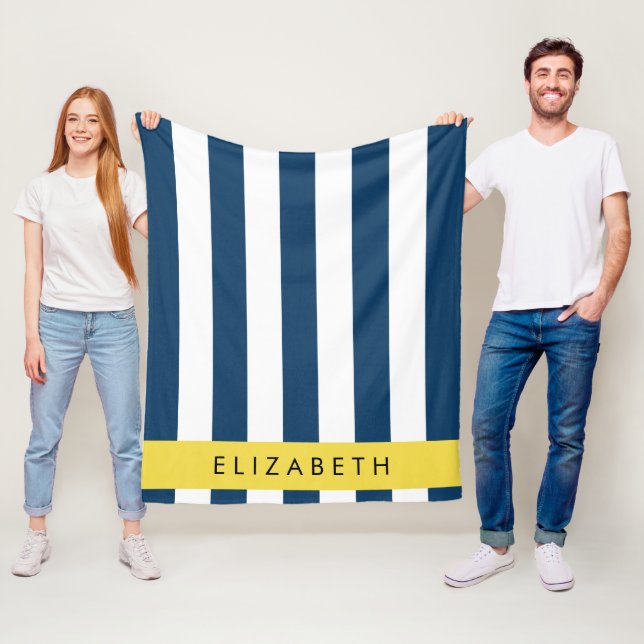 Cobertor De Velo Marinho Blue Stripes, Padrão Strike, Seu Nome (In Situ)