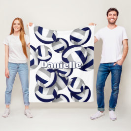 Cobertor De Velo marinho cinza volleybolas raparigas esportes decor