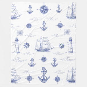 Cobertor De Velo Marinho-cobertor - Navios Náuticos Azuis - Arco Co