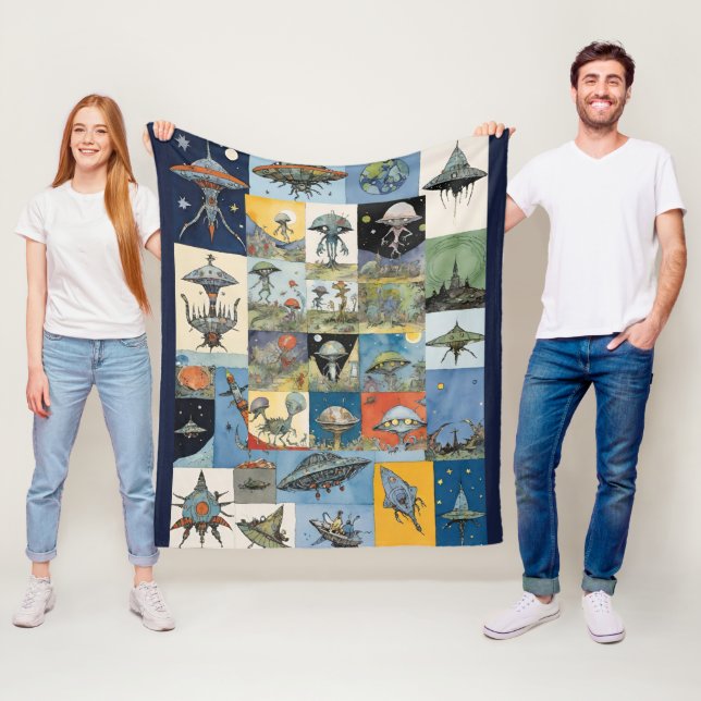 Cobertor De Velo Marinho de Espaços Retro e Aliens (In Situ)