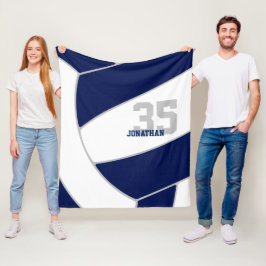 Cobertor De Velo marinho de vôlei gigante azul com nome de atleta