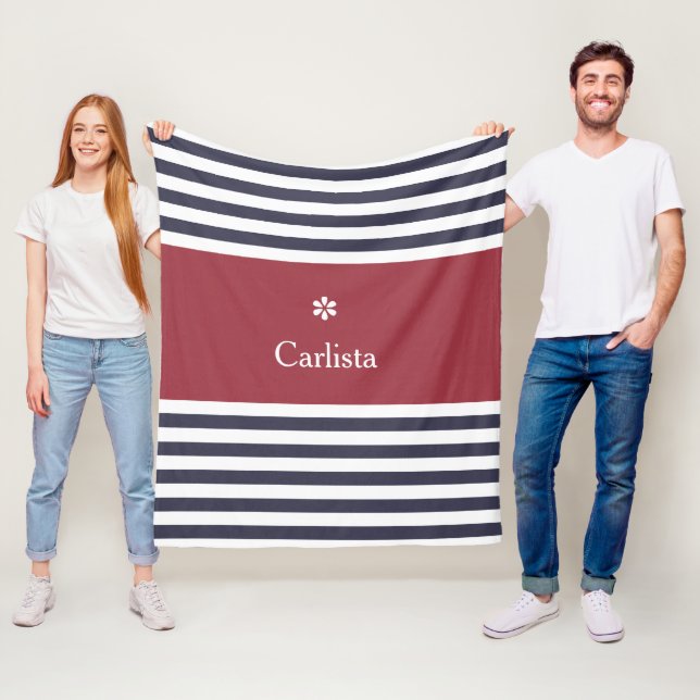 Cobertor De Velo Marinho largo Blue Horizontal Stripes Red Name Dai (In Situ)