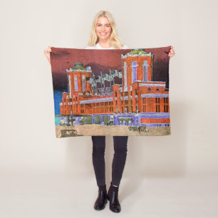 Cobertor De Velo Marinho Pier Chicago de 1920, Watercolor Art Windy