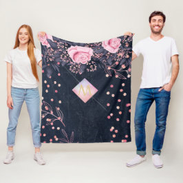 Cobertor De Velo Marinho Rosegold Monograma Oferece Girly Floral Pi