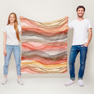 Cobertor De Velo Mármore Abstrato Dourado com Veias de Argila Quent