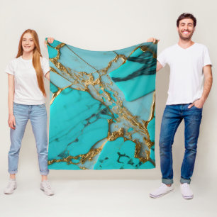 Cobertor De Velo Mármore Turquesa com Veias Douradas