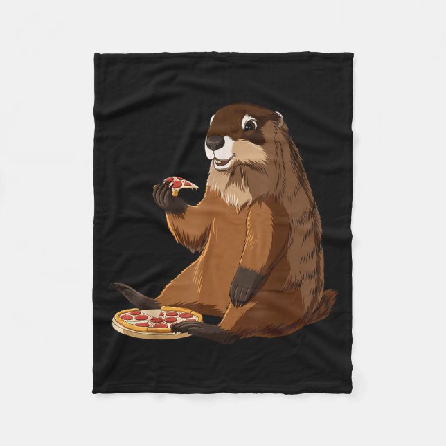 Cobertor De Velo Marmota Amante de Pizza Engraçada  (Frente)