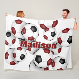 Cobertor De Velo maroon black soccer bolas para crianças sala de es