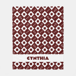 Cobertor De Velo Maroon Lacrosse Argyle Patterno Fleece Blanket