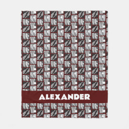 Cobertor De Velo Maroon Lacrosse Blocos de Vinhetas e Bolas