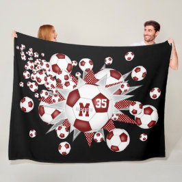 Cobertor De Velo maroon white soccer bolas estrelas estrelas nomes