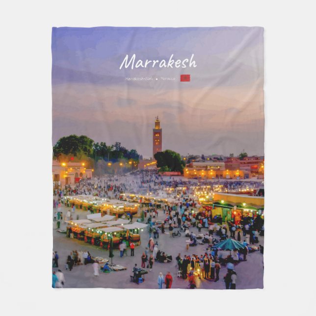 Cobertor De Velo Marraquexe, Marrocos - Praça Jemaa el Fnaa (Frente)