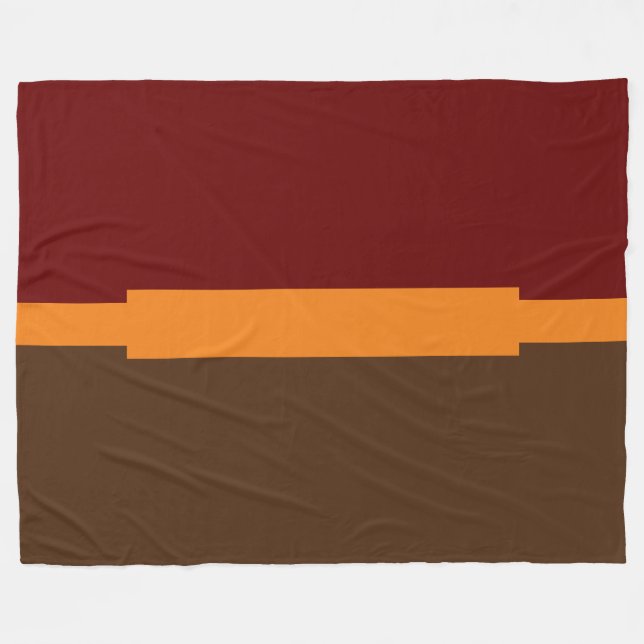 Cobertor De Velo Marrom Chocolate Vermelho Intenso Geométrico Bloco (Frente (Horizontal))