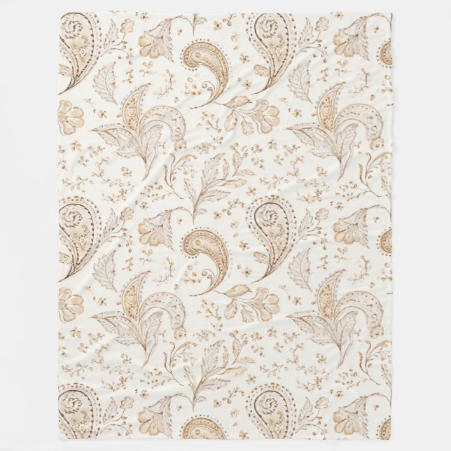 Cobertor De Velo Marrom Creme Boho Boêmio (Frente)