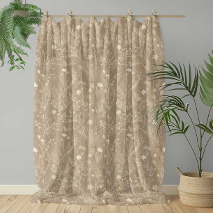 Cobertor De Velo Marrom Floral Bege Elegante