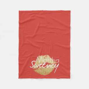 Cobertor De Velo Martha Sweeney Dourados Lábios Fleece Blanket