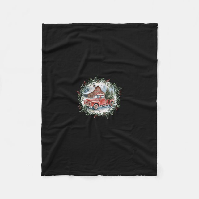 Cobertor De Velo Martha's Vineyard Ma Christmas Trees Red Truck Bla (Frente)