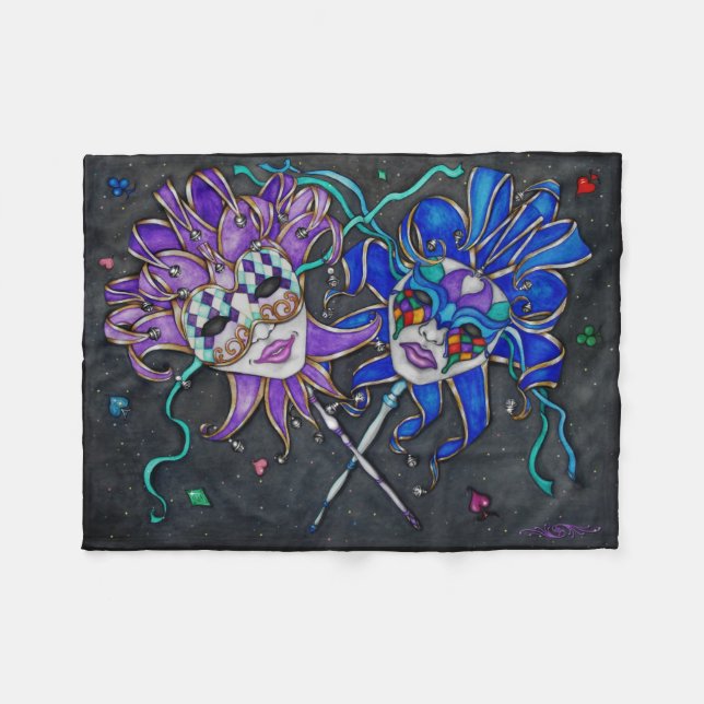 Cobertor De Velo Máscaras de Jester Comédia/Tragédia (Frente (Horizontal))