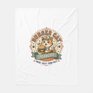 Cobertor De Velo Mascote Gato Hambúrguer Gato Comida Rápida Mascote