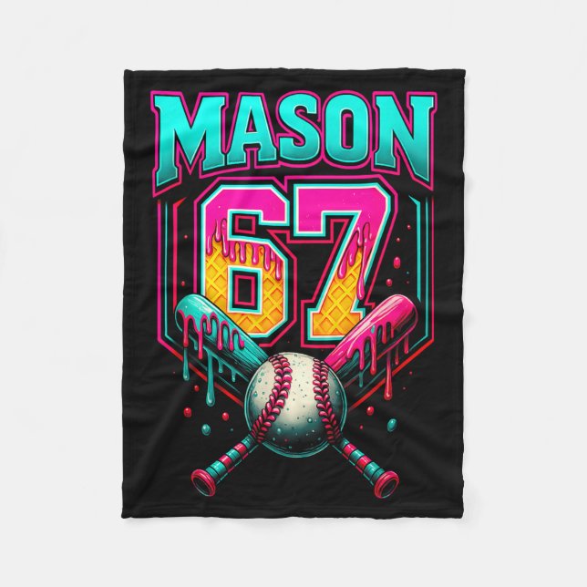 Cobertor De Velo Mason 67 Sorvete Engraçado Gotejamento de Beisebol (Frente)