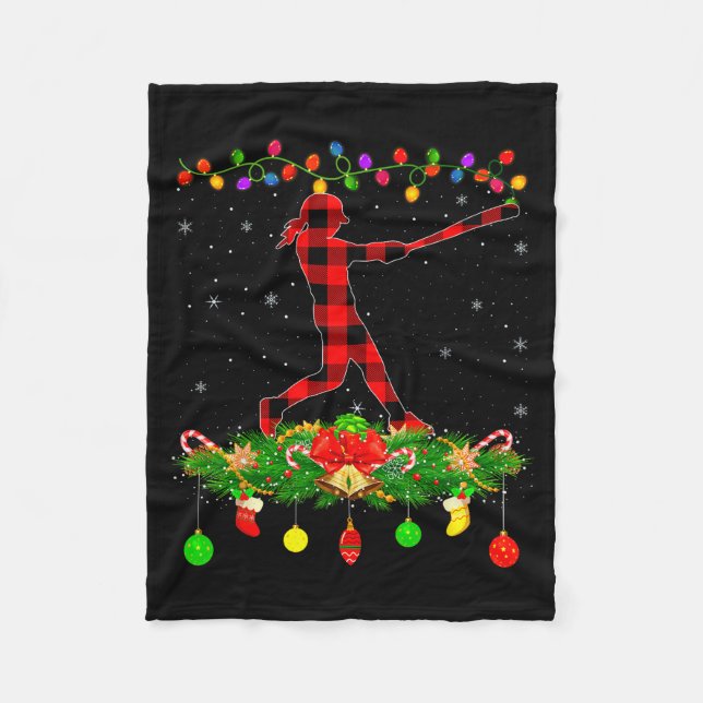 Cobertor De Velo Matching Buffalo Plaid Softball Srts Christmas Paj (Frente)