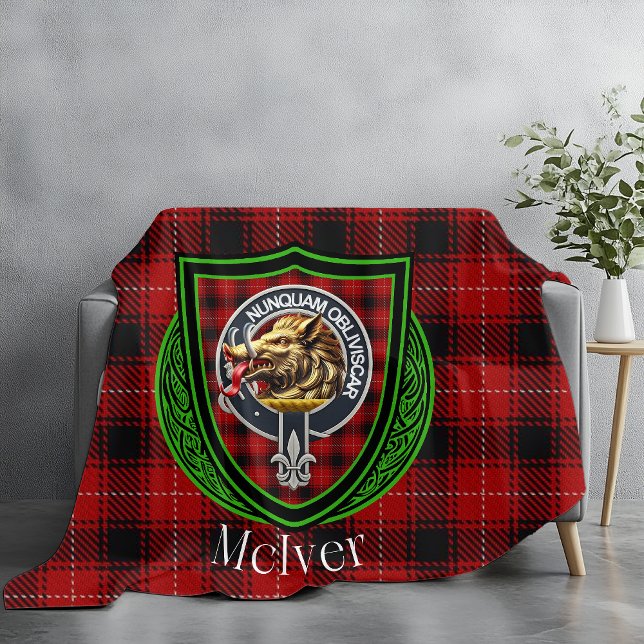 Cobertor De Velo McIver Scottish Clan Tartan Crest (Criador carregado)