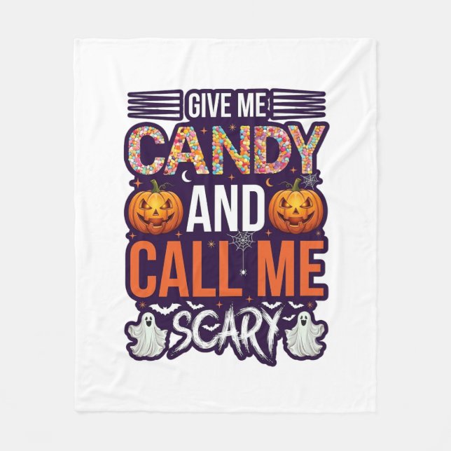 Cobertor De Velo Me Dê Doces Chamada Assustadora Abóbora de Hallowe (Frente)