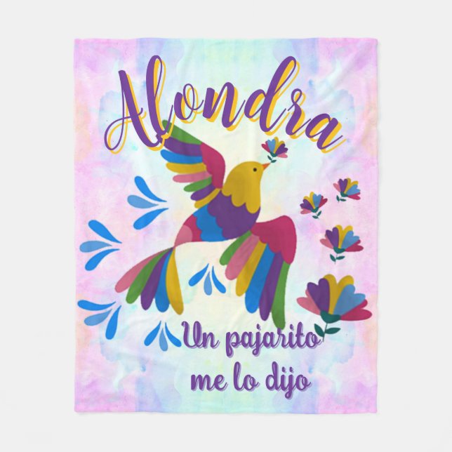 Cobertor De Velo 'Me lo dijo un pajarito' personalizable nombre (Frente)