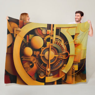 Cobertor De Velo Mecanismo Dourado Abstrato Steampunk