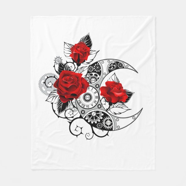 Cobertor De Velo Mechanical Crescent with Red Roses (Frente)
