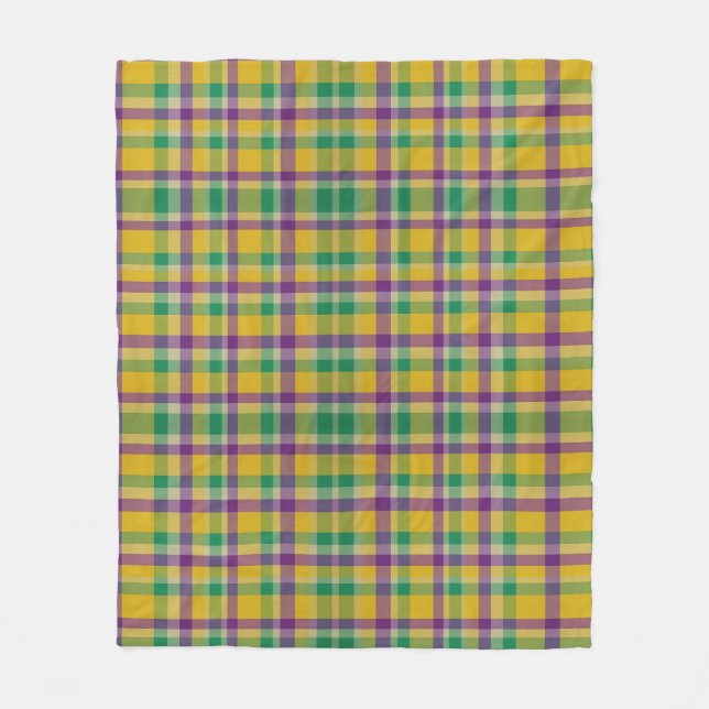 Cobertor De Velo Medalha colorida Mardi Gras Gingham (Frente)