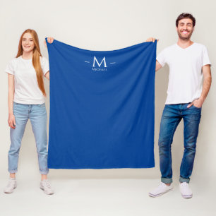 Cobertor De Velo Média Personalizada de Modelo de Monograma Azul Pr