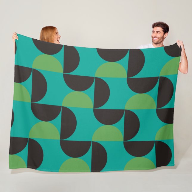 Cobertor De Velo Médio Século Moderno Castanho verde e turquesa (In Situ)