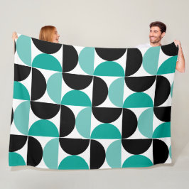 Cobertor De Velo Médio Século moderno preto branco e menta