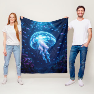 Cobertor De Velo Medusa Fantasma Gigante Brilhante nas Profundezas