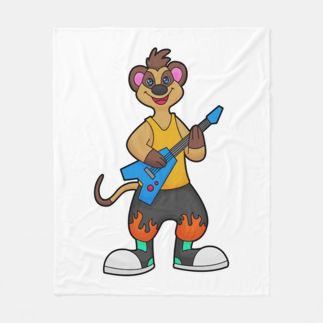 Cobertor De Velo Meerkat como músico com violão (Frente)