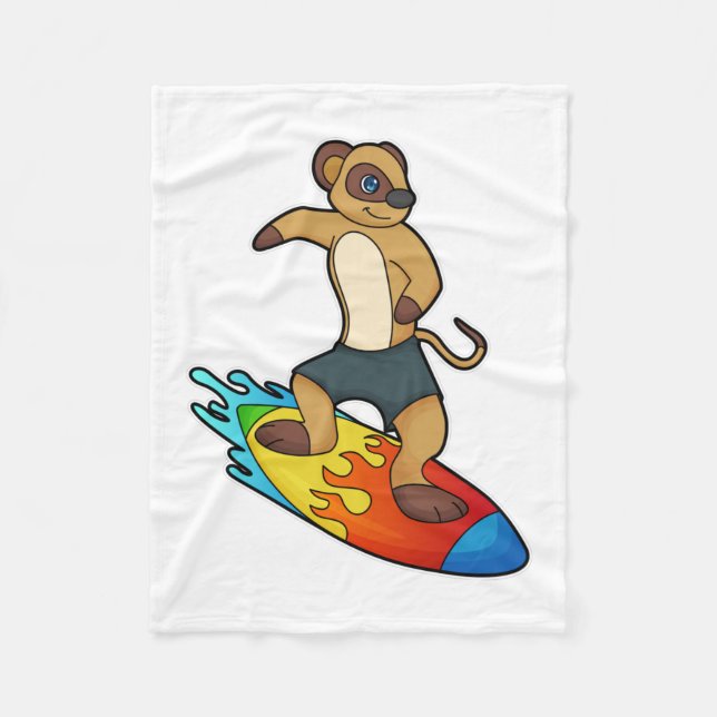 Cobertor De Velo Meerkat como Surfer com Surfboard (Frente)