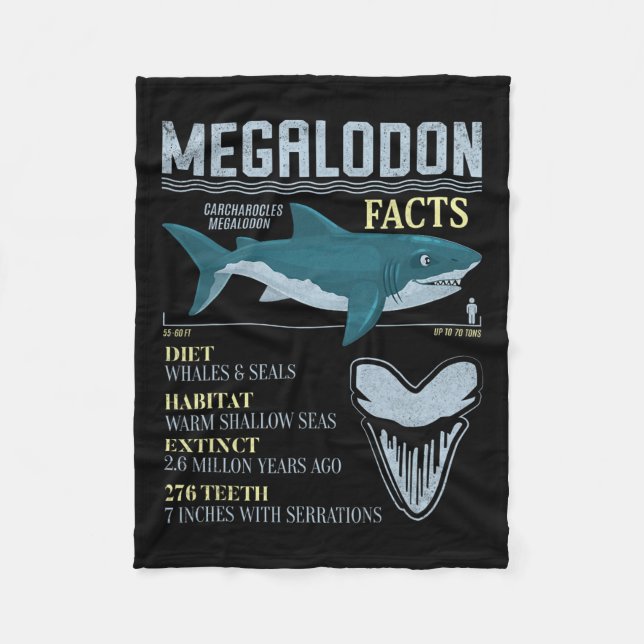 Cobertor De Velo Megalodon atua sobre o fóssil dos dentes de tubarã (Frente)