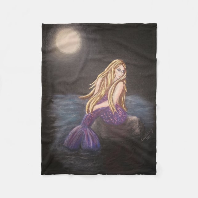 Cobertor De Velo Meia-noite Sereia Fleece Blanket (Frente)